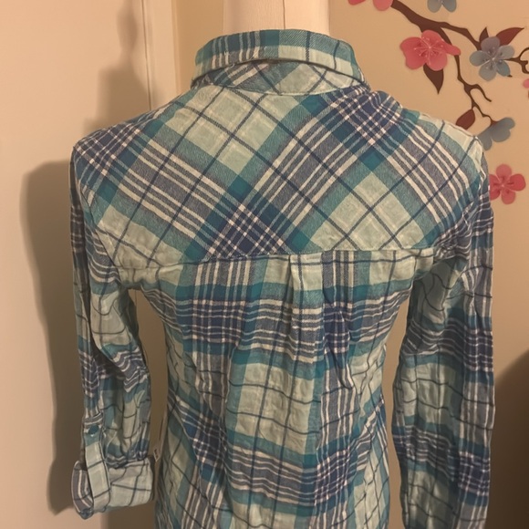 La Vie en Rose | Blue Plaid Pyjama Shirt Size XS NEW WITH TAGS - Picture 5 of 7